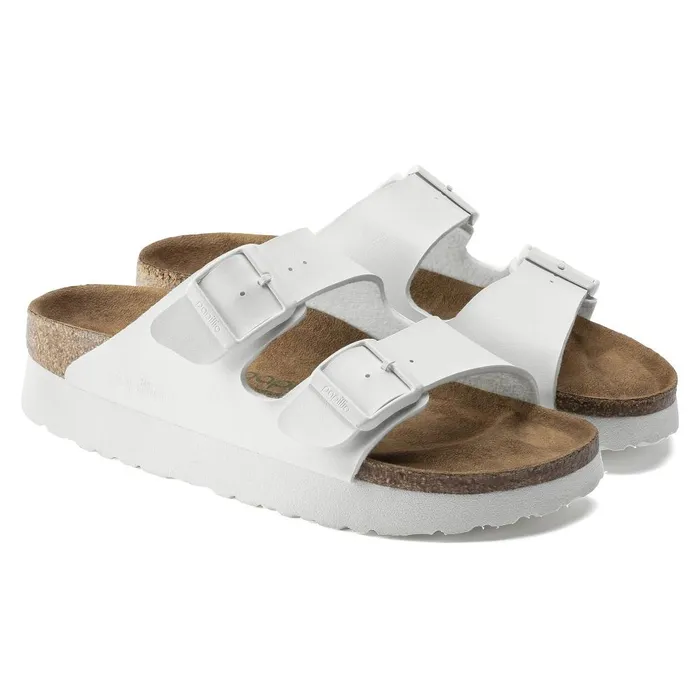 Women Birkenstock Wedges and Platforms Arizona Platform Vegan White