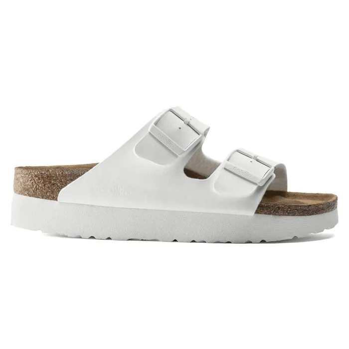 Women Birkenstock Wedges and Platforms Arizona Platform Vegan White
