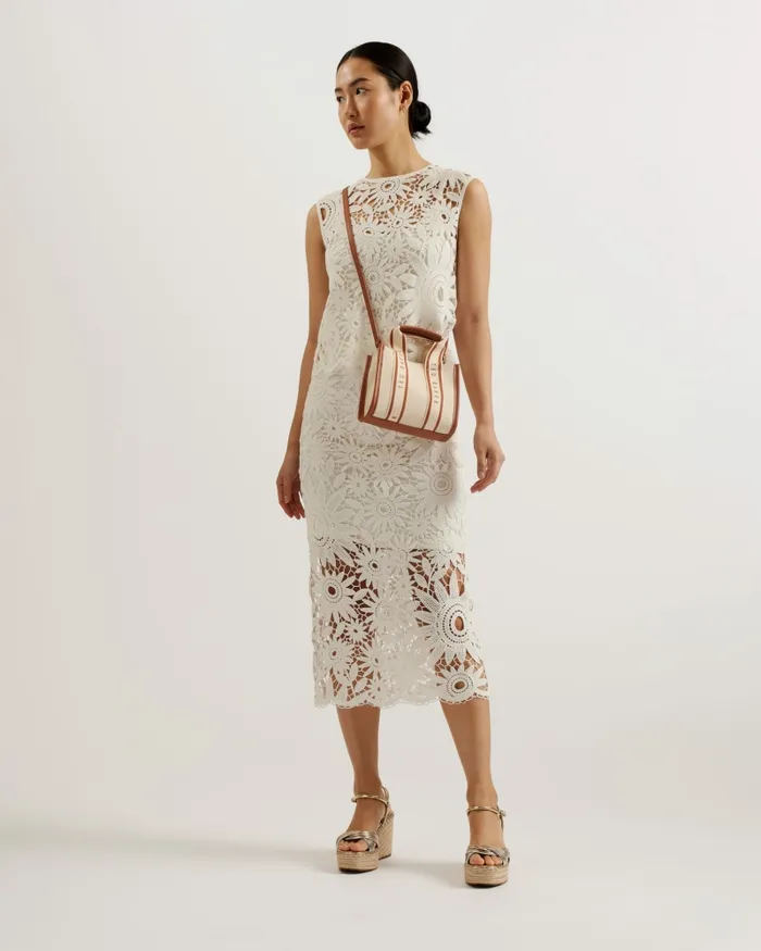 Women BITRISS 8211 Floral Crochet Fitted Midi Skirt Ivory Ted Baker Skirts Women BITRISS 8211 Floral Crochet Fitted Midi Skirt Ivory Ted Baker Skirts