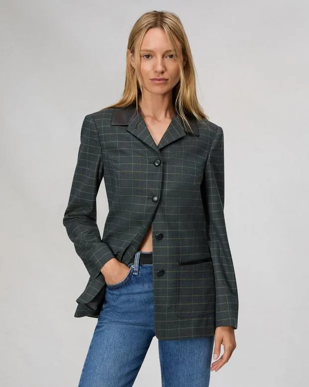 Women Blazers and Vests Rag and Bone Drew Plaid Blazer Green Multi Plaid