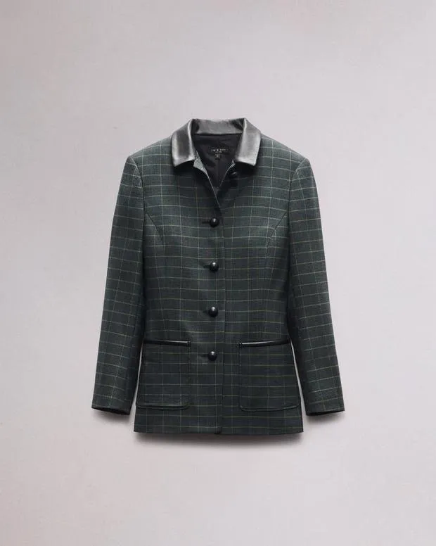 Women Blazers and Vests Rag and Bone Drew Plaid Blazer Green Multi Plaid