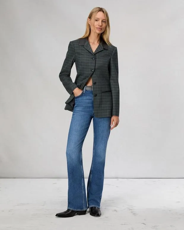 Women Blazers and Vests Rag and Bone Drew Plaid Blazer Green Multi Plaid