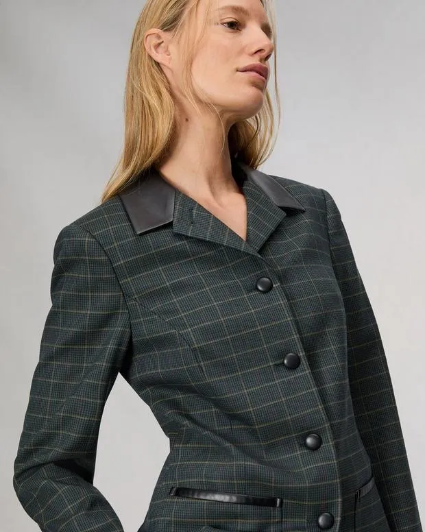 Women Blazers and Vests Rag and Bone Drew Plaid Blazer Green Multi Plaid