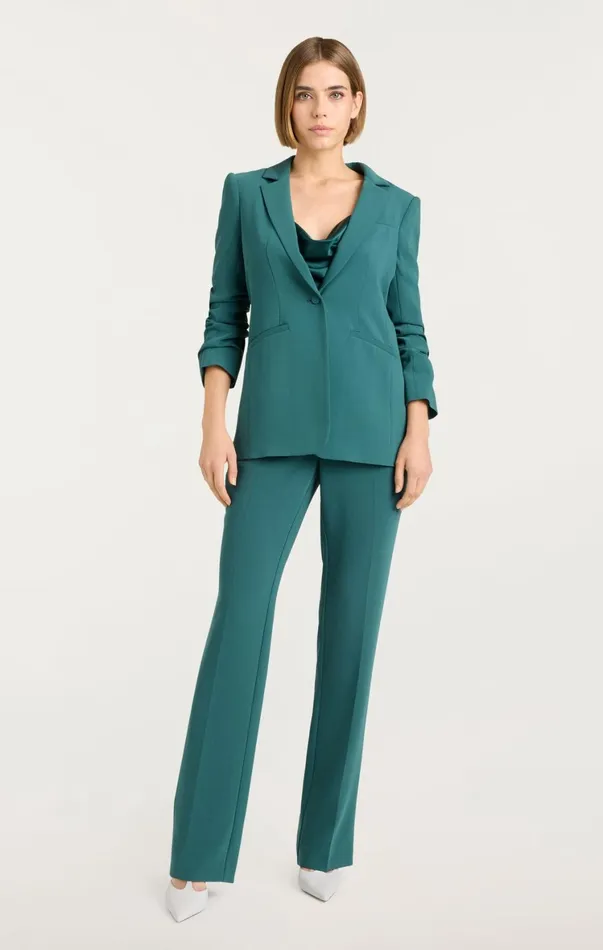 Women Blazers Cinq Sept Crepe Khloe Blazer Green Onyx