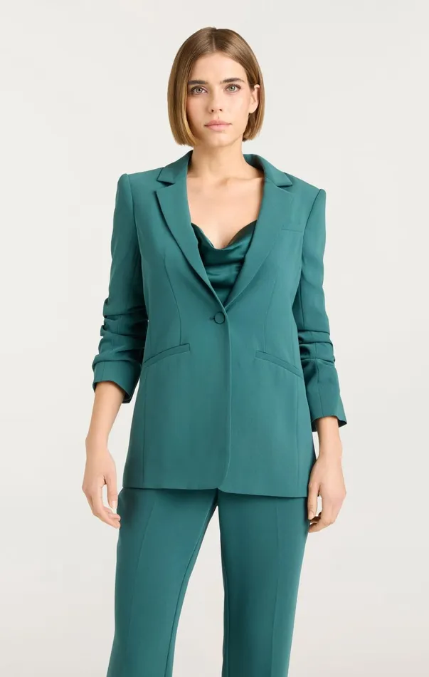 Women Blazers Cinq Sept Crepe Khloe Blazer Green Onyx