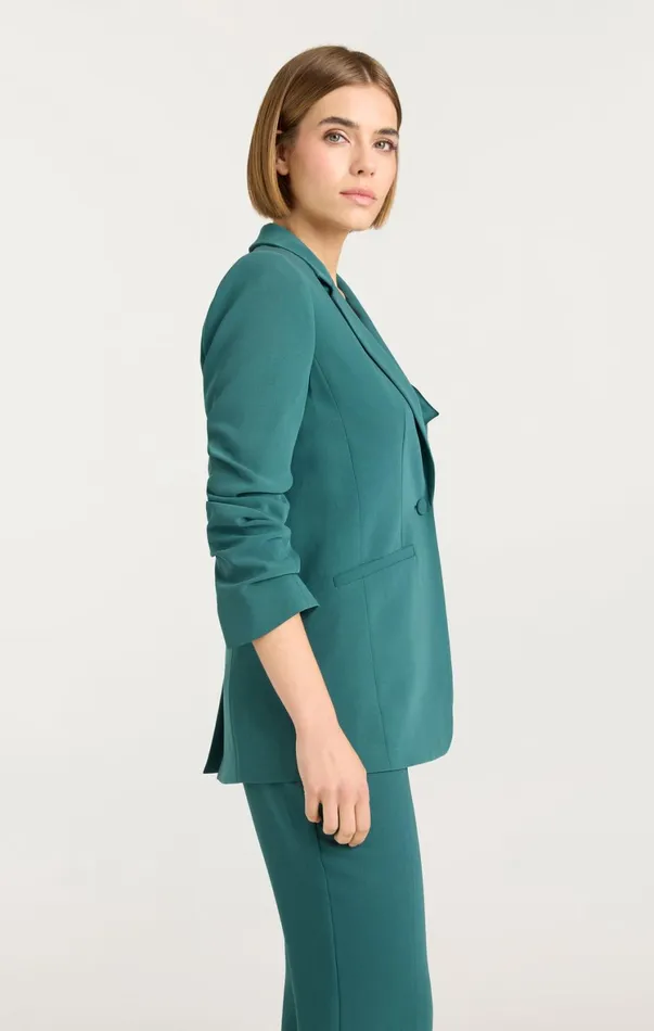 Women Blazers Cinq Sept Crepe Khloe Blazer Green Onyx
