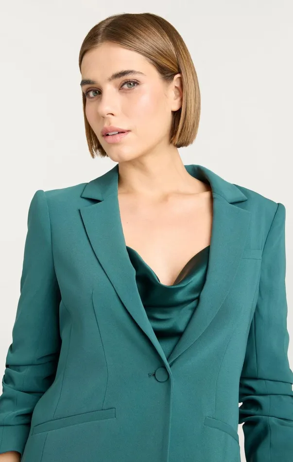 Women Blazers Cinq Sept Crepe Khloe Blazer Green Onyx