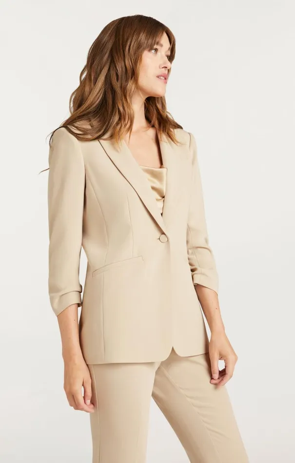 Women Blazers Cinq Sept Crepe Khloe Blazer Khaki