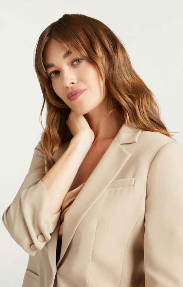 Women Blazers Cinq Sept Crepe Khloe Blazer Khaki