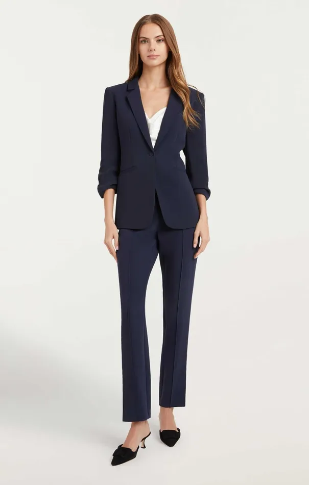 Women Blazers Cinq Sept Crepe Khloe Blazer Navy