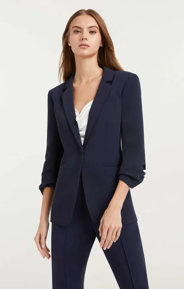 Women Blazers Cinq Sept Crepe Khloe Blazer Navy