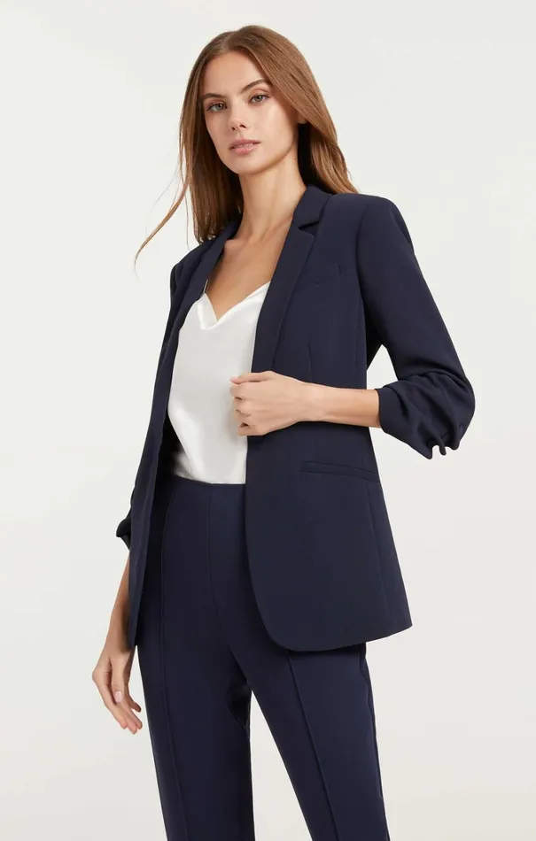 Women Blazers Cinq Sept Crepe Khloe Blazer Navy