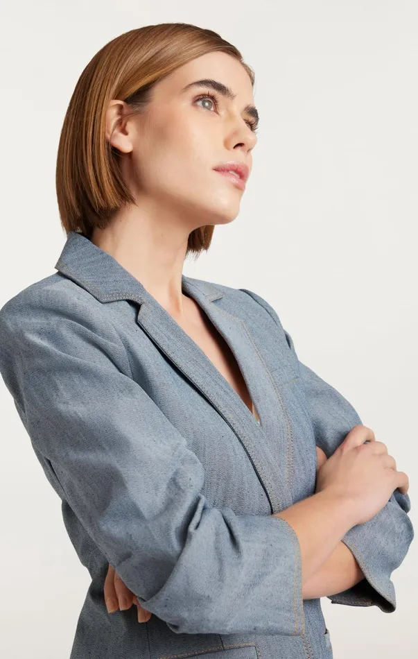 Women Blazers Cinq Sept Denim Khloe Blazer Light Indigo