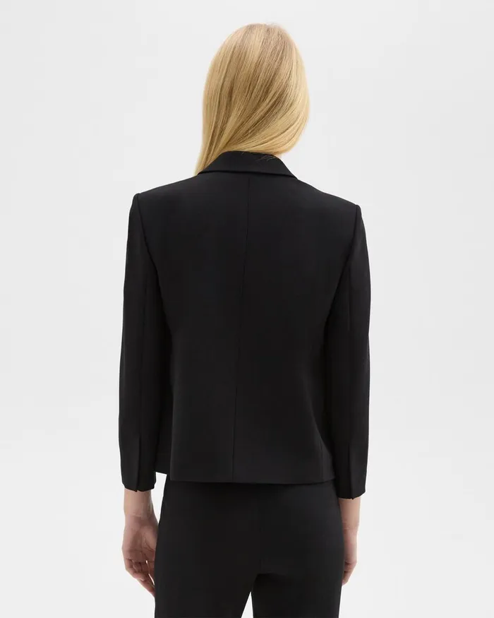 Women Blazers Jackets Theory Boxy Patch Pocket Blazer In Admiral Crepe Black