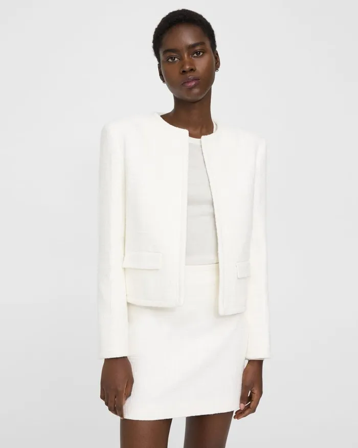 Women Blazers Jackets Theory Cropped Jacket In Cotton Tweed White