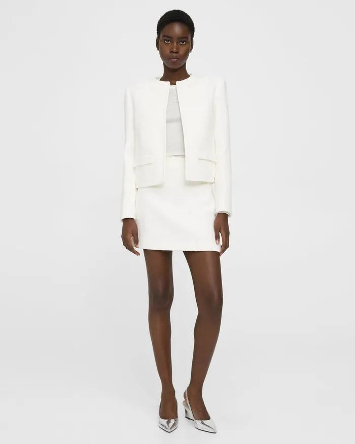 Women Blazers Jackets Theory Cropped Jacket In Cotton Tweed White