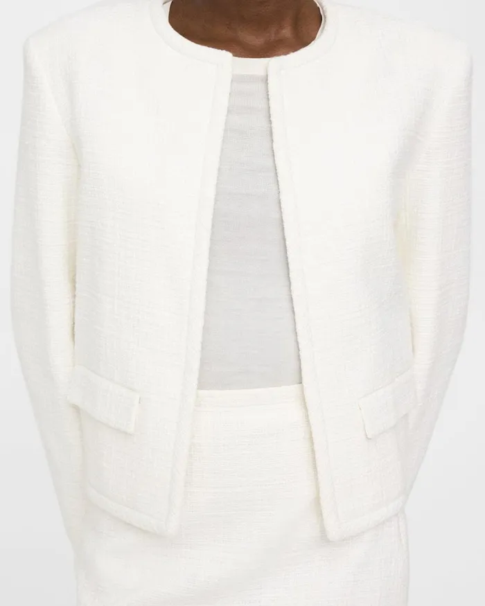 Women Blazers Jackets Theory Cropped Jacket In Cotton Tweed White