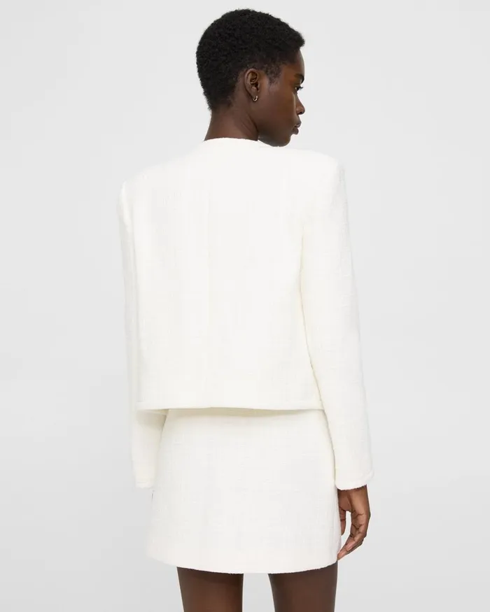 Women Blazers Jackets Theory Cropped Jacket In Cotton Tweed White