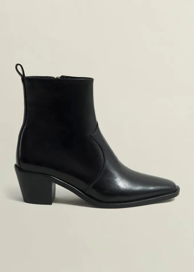 Women Boots Hobbs Frankie Leather Western Boots Black