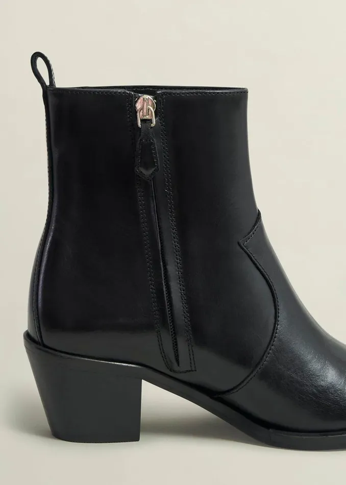 Women Boots Hobbs Frankie Leather Western Boots Black