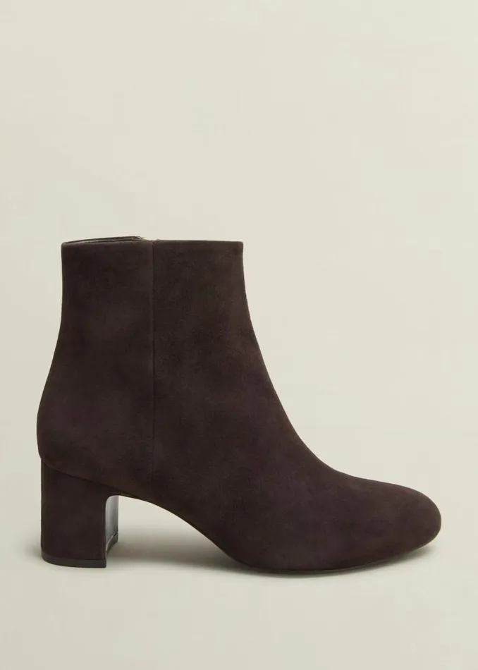 Women Boots Hobbs Rochelle Suede Ankle Boots Chocolate Brown