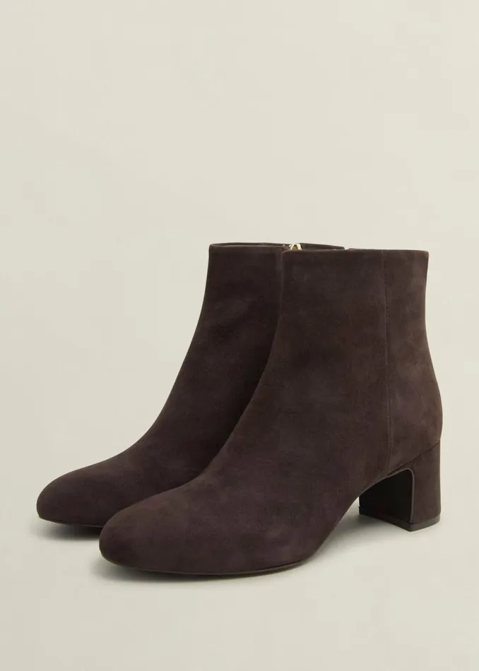 Women Boots Hobbs Rochelle Suede Ankle Boots Chocolate Brown