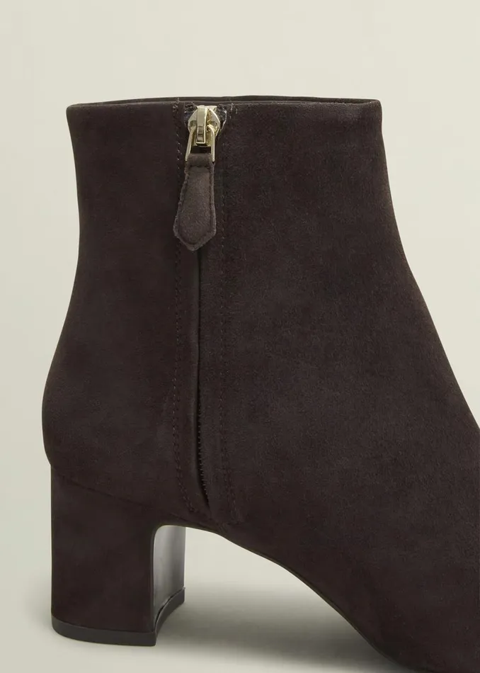 Women Boots Hobbs Rochelle Suede Ankle Boots Chocolate Brown