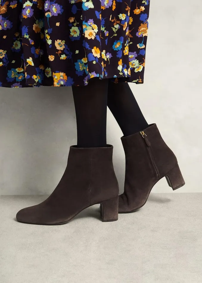 Women Boots Hobbs Rochelle Suede Ankle Boots Chocolate Brown