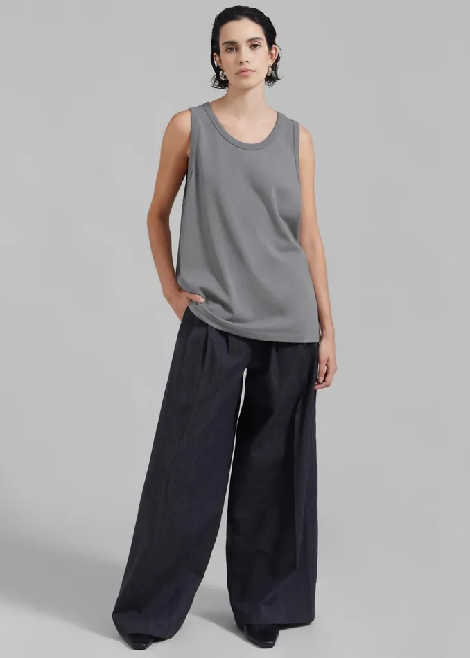 Women Briston Boxy Tank 8211 Grey The Frankie Shop Tops