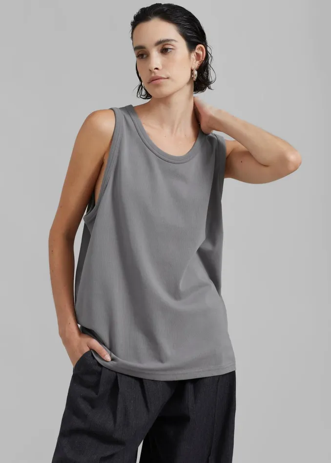 Women Briston Boxy Tank 8211 Grey The Frankie Shop Tops