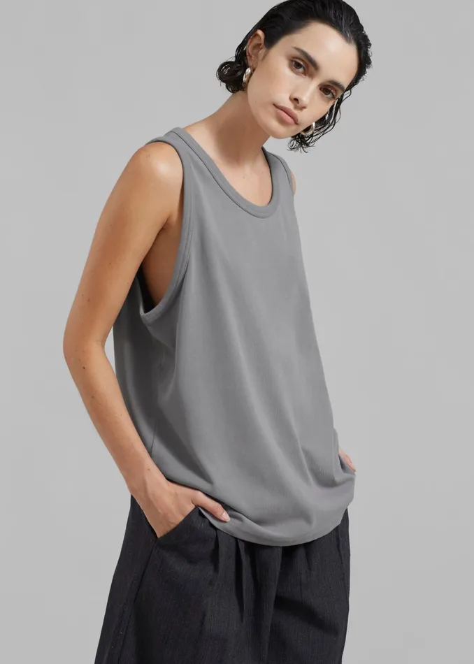 Women Briston Boxy Tank 8211 Grey The Frankie Shop Tops