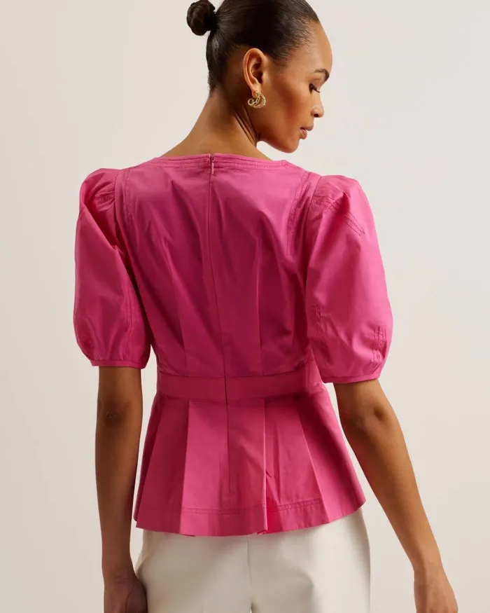 Women BURDUR 8211 Stitch Detail Balloon Sleeve Peplum Top Purple Ted Baker Tops and Blouses Women BURDUR 8211 Stitch Detail Balloon Sleeve Peplum Top Purple Ted Baker Tops and Blouses