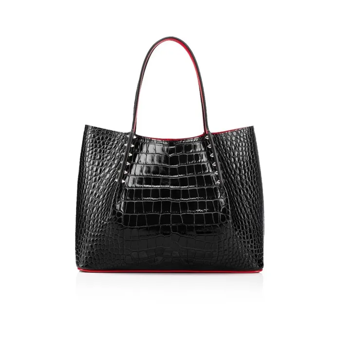 Women Cabarock Small Tote Bag 8211 Alligator Embossed Calf Leather And Spikes 8211 Black Christian Louboutin Totes