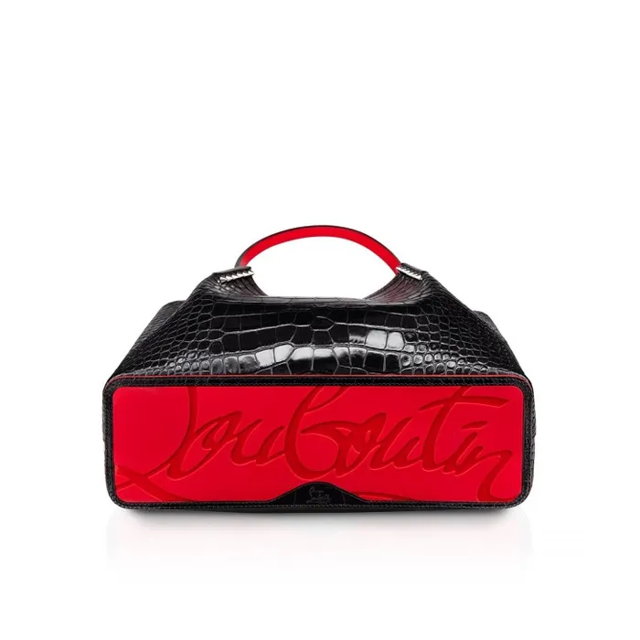 Women Cabarock Small Tote Bag 8211 Alligator Embossed Calf Leather And Spikes 8211 Black Christian Louboutin Totes