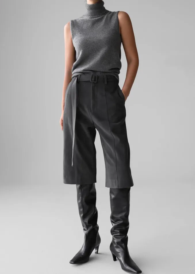Women Cambria Faux Suede Bermuda Shorts 8211 Charcoal The Frankie Shop Bottoms