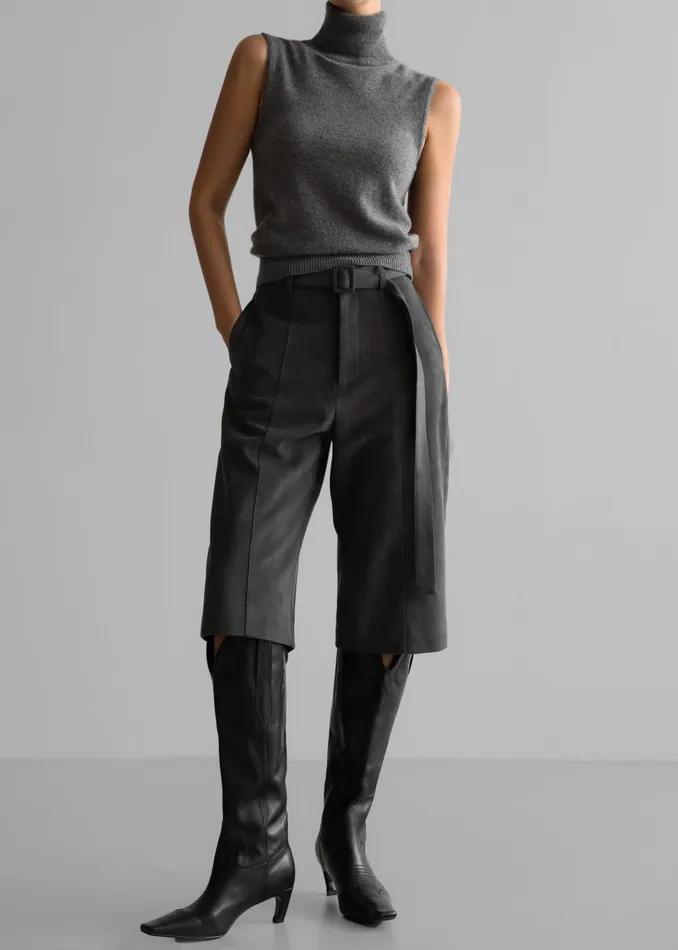 Women Cambria Faux Suede Bermuda Shorts 8211 Charcoal The Frankie Shop Bottoms