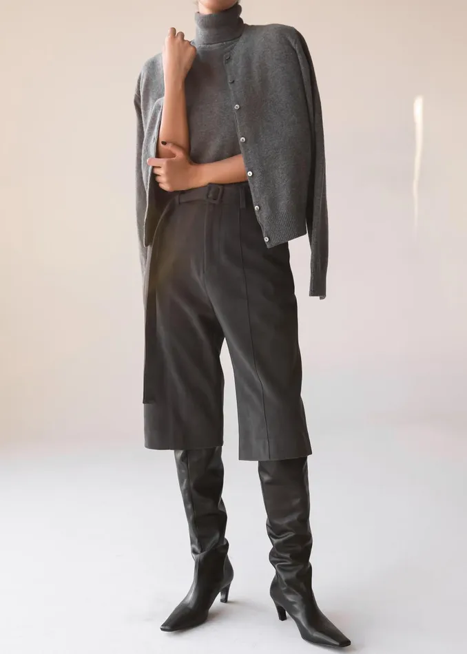 Women Cambria Faux Suede Bermuda Shorts 8211 Charcoal The Frankie Shop Bottoms