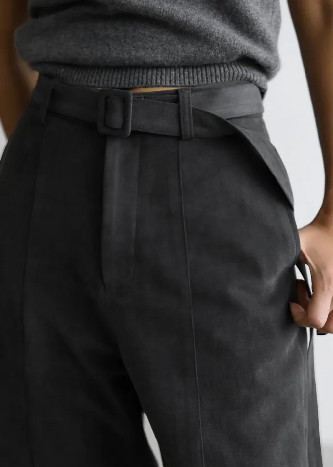 Women Cambria Faux Suede Bermuda Shorts 8211 Charcoal The Frankie Shop Bottoms