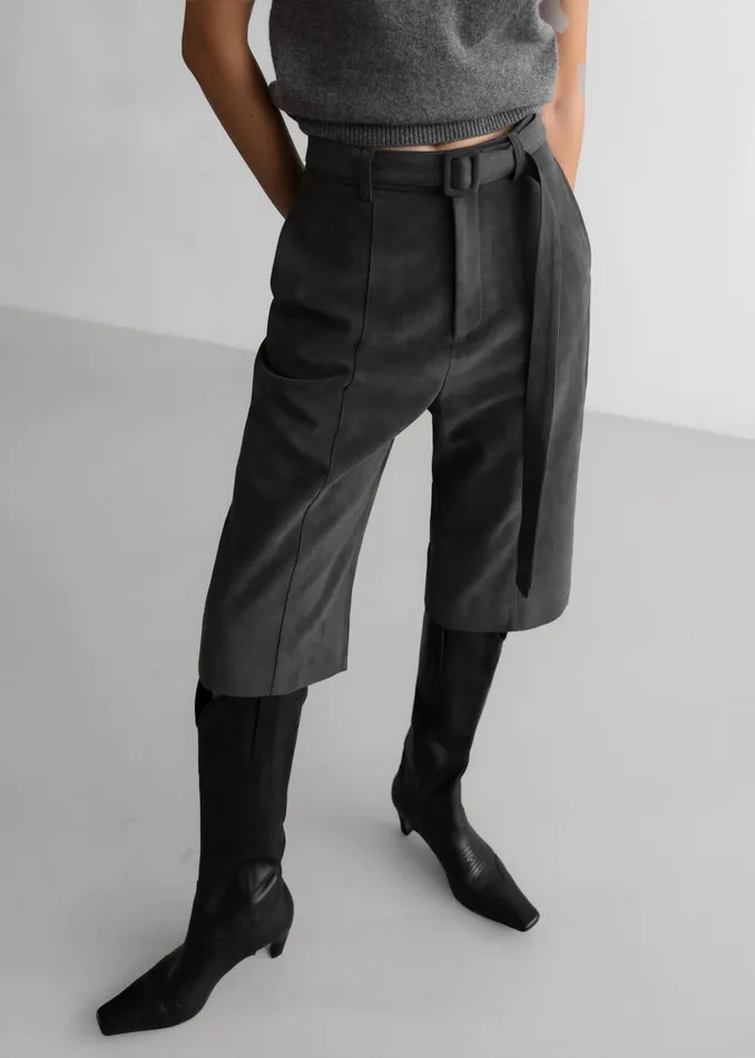 Women Cambria Faux Suede Bermuda Shorts 8211 Charcoal The Frankie Shop Bottoms