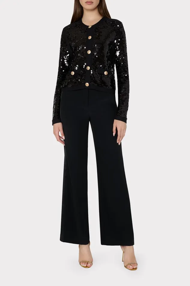 Women Cardigans Milly Iman Sequin Knit Cardigan Black