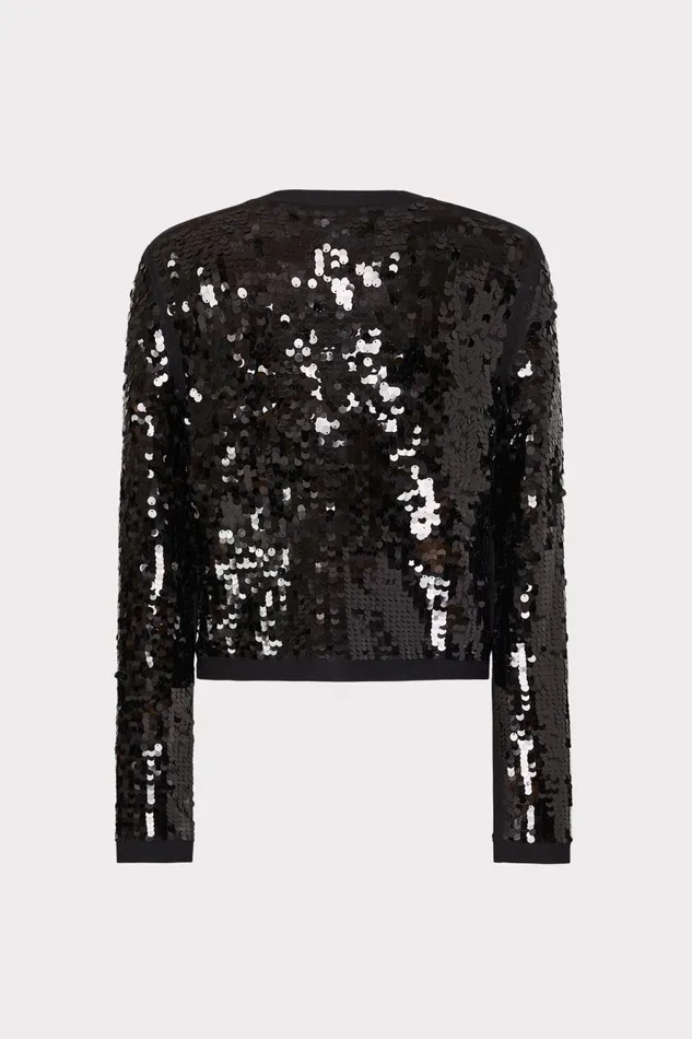 Women Cardigans Milly Iman Sequin Knit Cardigan Black