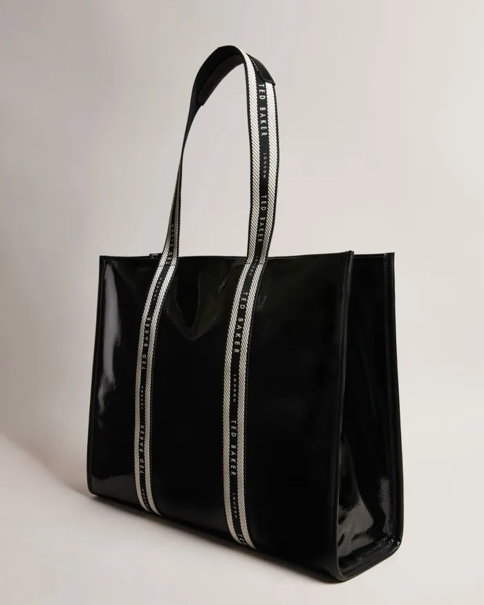 Women CELINIE 8211 Branded Webbing Patent Tote Bag Black Ted Baker Tote Bags