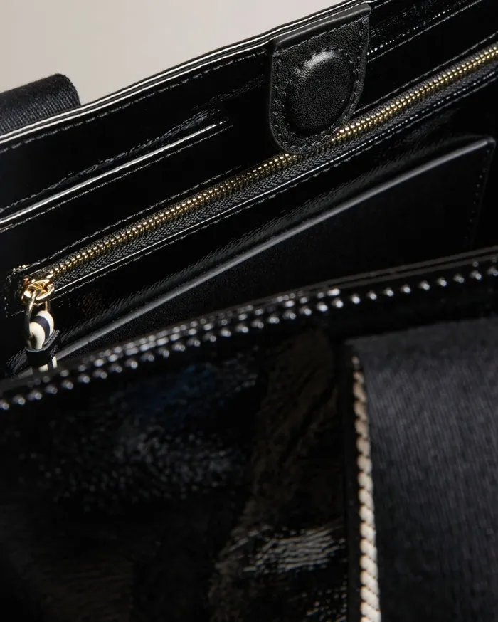 Women CELINIE 8211 Branded Webbing Patent Tote Bag Black Ted Baker Tote Bags Women CELINIE 8211 Branded Webbing Patent Tote Bag Black Ted Baker Tote Bags
