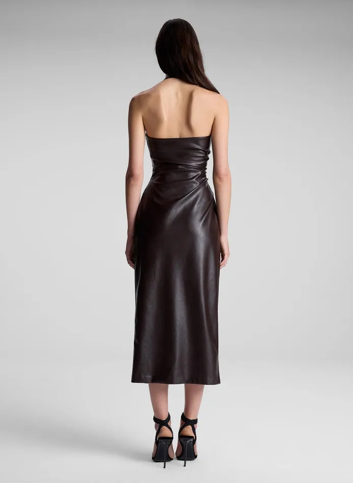 Women Charlotte Vegan Leather Midi Dress Chocolate Plum ALC Dresses