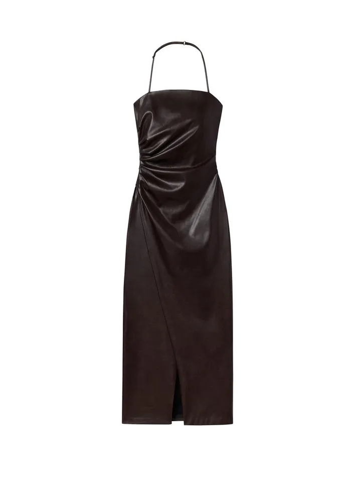Women Charlotte Vegan Leather Midi Dress Chocolate Plum ALC Dresses