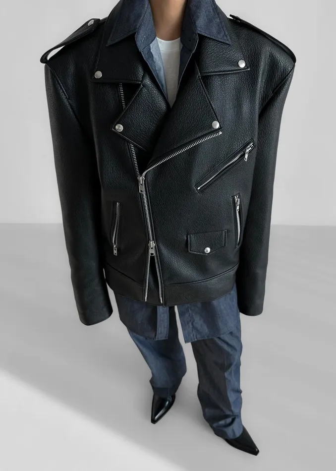 Women Chicago Oversized Biker Jacket 8211 Black The Frankie Shop Outerwear