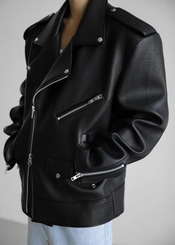 Women Chicago Oversized Biker Jacket 8211 Black The Frankie Shop Outerwear