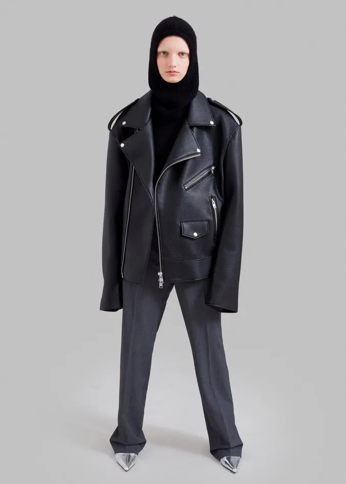 Women Chicago Oversized Biker Jacket 8211 Black The Frankie Shop Outerwear