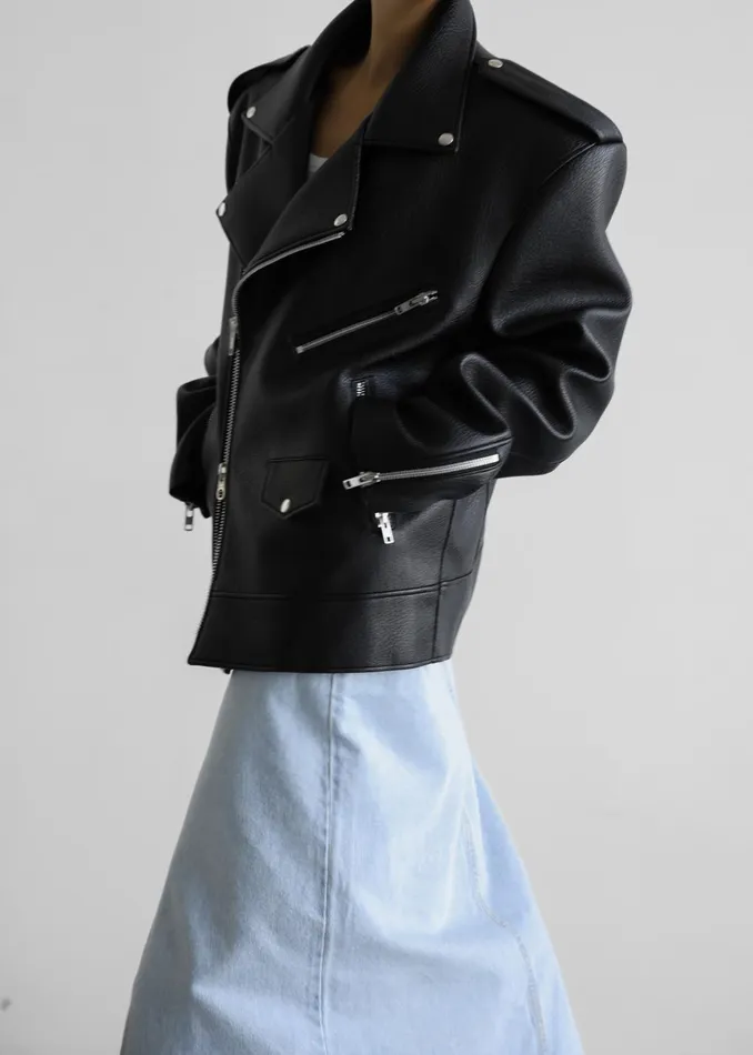 Women Chicago Oversized Biker Jacket 8211 Black The Frankie Shop Outerwear