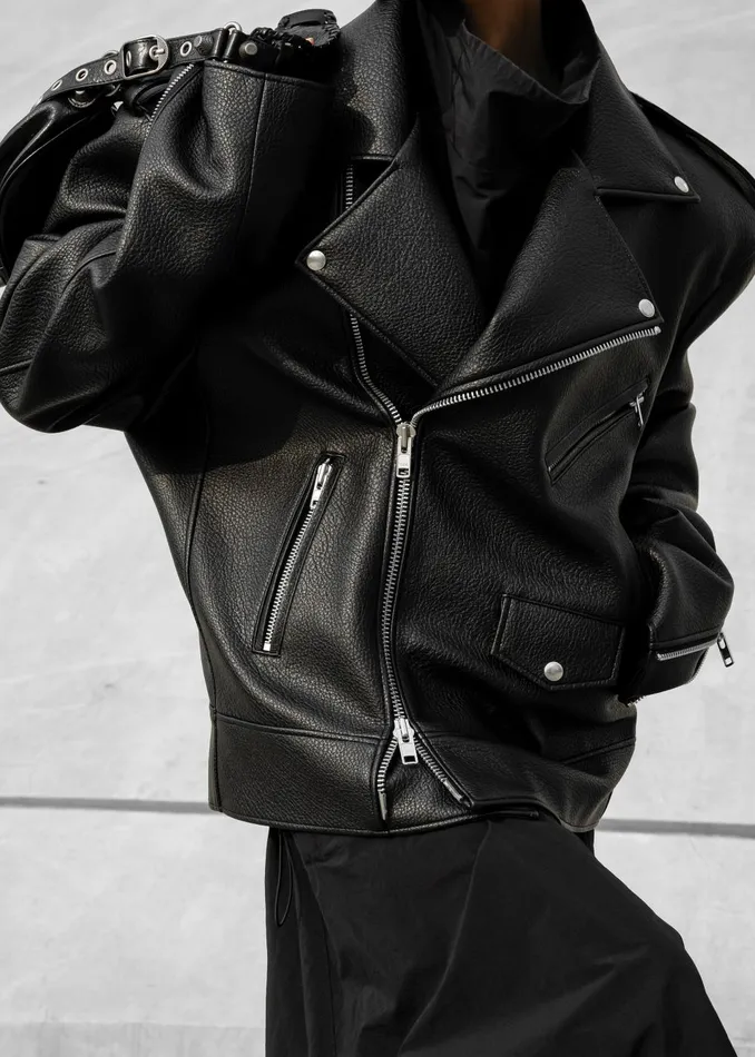 Women Chicago Oversized Biker Jacket 8211 Black The Frankie Shop Outerwear